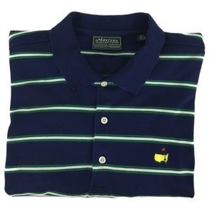 Masters Collection Navy Striped Polo Shirt Large